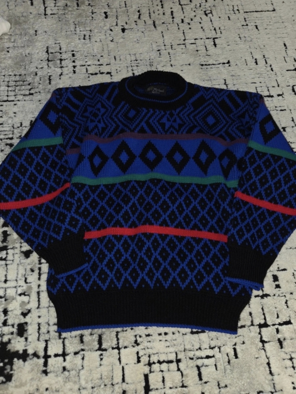 Sir Michael Knitwear Vintage Geometric Pattern Sweater Boys 80s